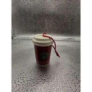 Starbucks Holiday 2015 Ceramic Coffee Cup Ornament Red Green